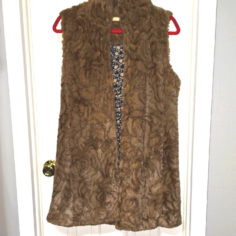 Mystree Brown Faux Fur Vest Stylish Mid-Length